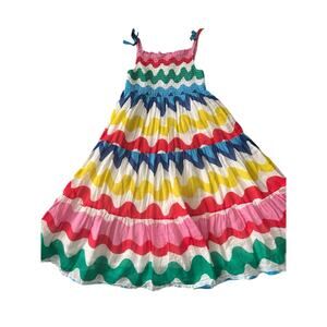 Mini boden 6 7 rainbow maxi sun dress cotton tiered smocked